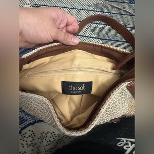 The Sak Cream and Brown Woven Tote
